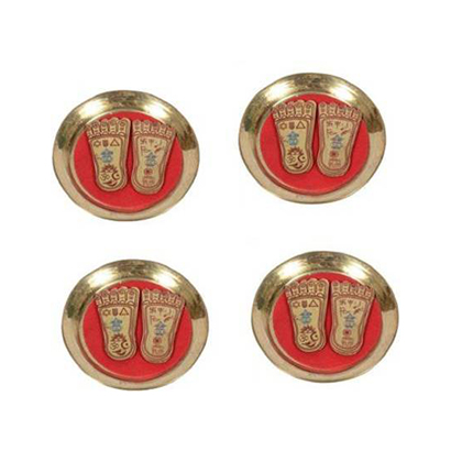 DHarmik Ma Laxmi Charan Paduka Brass Yantra  (Pack of 4)