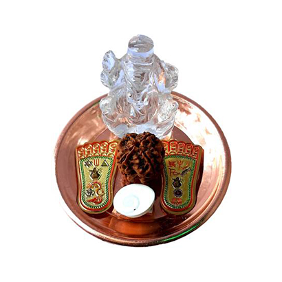 DHarmik Pure Sphatik Crystal Genesh CHARAN PADUKA Brass Yantra